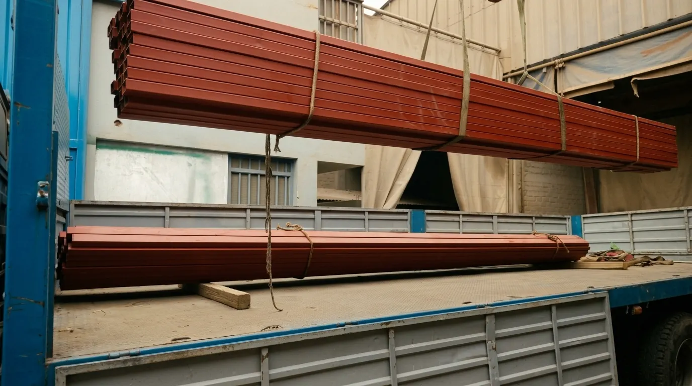Perfiles estructurales fabricados y pintados por LUAL, listos para despacho